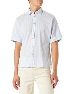 Springfield Męska koszula Slub Special w paski, nadruk niebieski, M - Koszule męskie - miniaturka - grafika 1