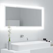 Lustra - vidaXL Lustro łazienkowe z LED, białe na wysoki połysk, 100x8,5x37 cm - miniaturka - grafika 1