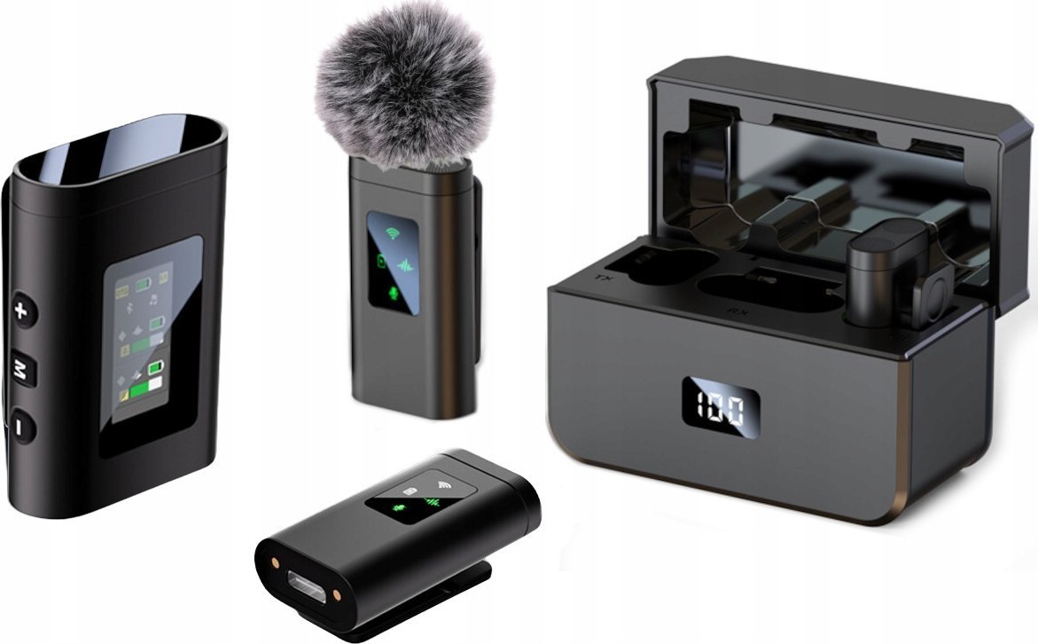 Mikrofon OWL-TECH 2x PROFESJONALNY MIKROFON BEZPRZEWODOWY KRAWATOWY USB-C / LIGHTNING + ETUI