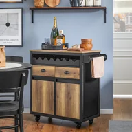 Wózki kuchenne - SoBuy Wózek kuchenny z blatem Wózek do serwowania na kółkach Wózek kuchenny Wyspa kuchenna Szafka kuchenna Vintage brązowa FKW122-SCH WD ok. 89x87x40cm - miniaturka - grafika 1
