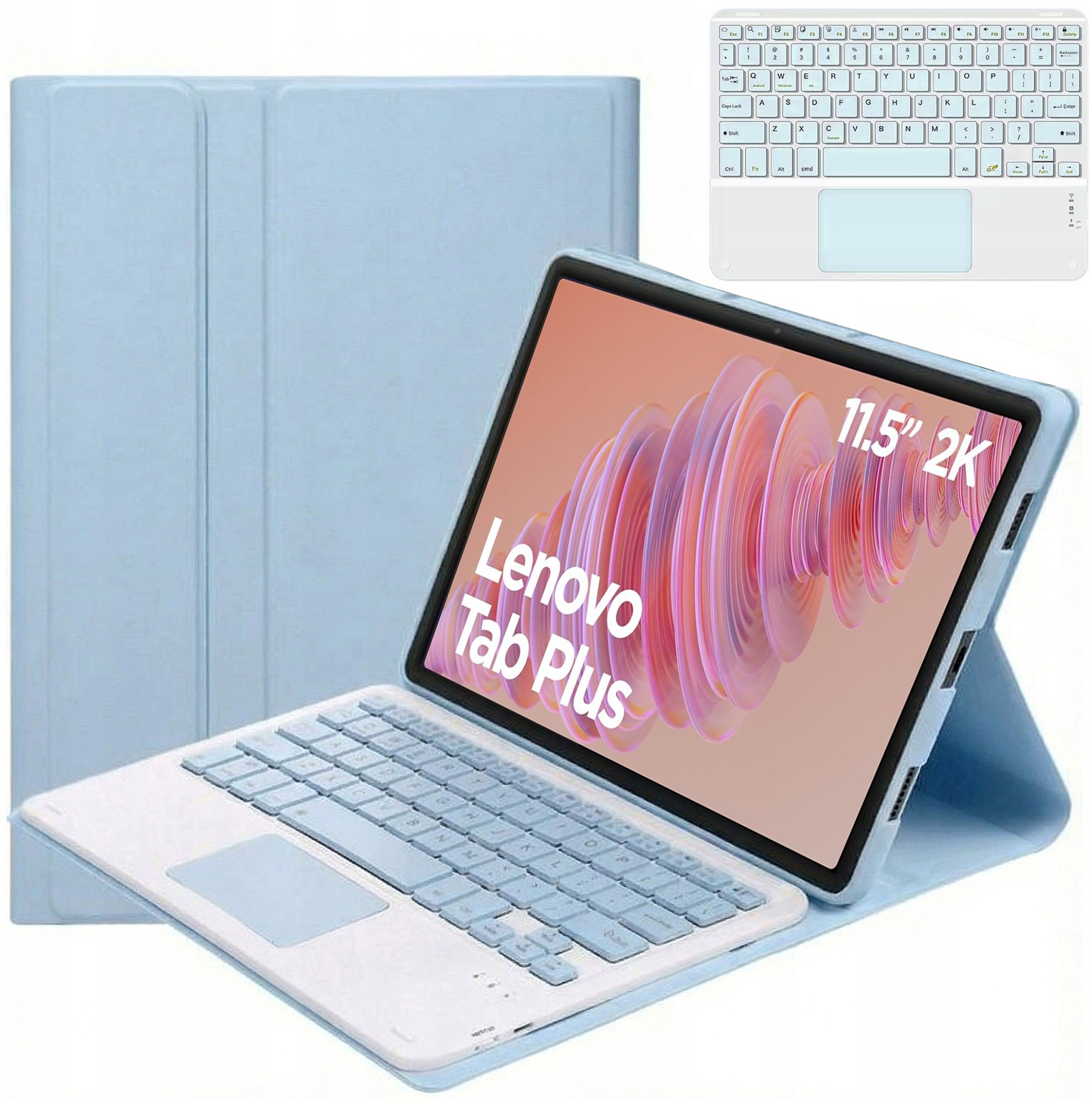4kom.pl Etui z klawiaturą do Lenovo Tab Plus 11.5 - ochronne z podstawką, dostęp do portów i przycisków