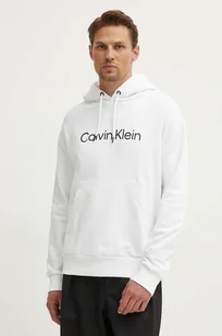 Calvin Klein bluza bawełniana męska kolor biały z kapturem z aplikacją - Bluzy męskie - miniaturka - grafika 1