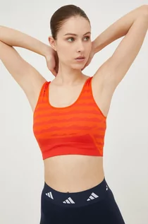 Bielizna sportowa damska - adidas Performance biustonosz sportowy Marimekko kolor pomarańczowy wzorzysty - grafika 1