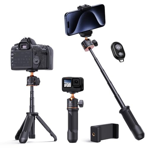 Mini statyw, K&F CONCEPT MS09 Selfie Stick, statyw biurkowy Vlogging z kulą 360°, śruba 1/4