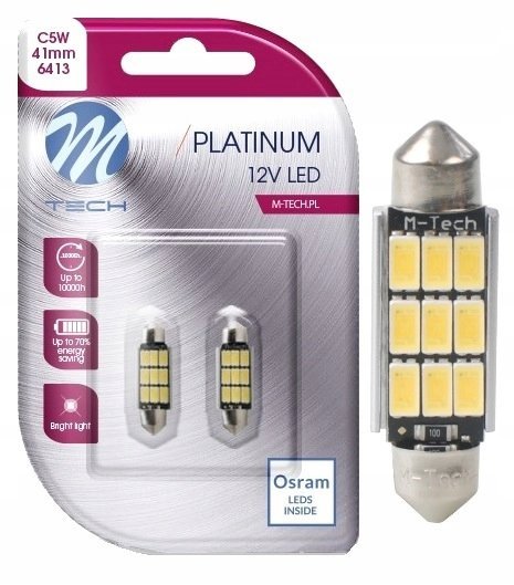 2x Żarówka C5w Led Osram M-tech 41mm White C10w Rurka Retrofit Biała Canbus