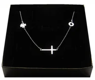 Naszyjniki - NASZYJNIK CELEBRYTKA 3 ZAWIESZKI krzyż srebro 925 - miniaturka - grafika 1