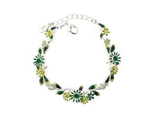 Bransoletka delikatne, zielone kwiatuszki z kryształkami z kolekcji Blossom (B8155AG/Z) - Bransoletki - miniaturka - grafika 1