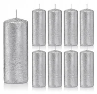Świece - Świece ozdobne srebrne walec kokon 10/4 zestaw 9 - miniaturka - grafika 1