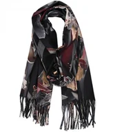 Apaszki i szaliki damskie - Szal szalik Chusta frędzle ciepły motyle miękki gładki 180x70 cm - miniaturka - grafika 1