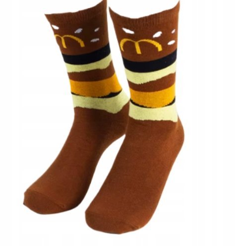 KOLOROWE ŚMIESZNE SKARPETKI SKARPETY MACDONALD'S BRĄZOWE PREZENT