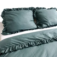 Pościel - Poszewka Pościel Na Poduszkę Z Falbanką 70X80 Cm Butelkowa Zieleń - miniaturka - grafika 1