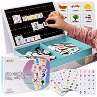 Mały naukowiec - TABLICA UKŁADANKA MAGNETYCZNA EDUKACYJNA magnetyczne LITERKI CYFERKI magnesy NAUKA CZYTANIA, PISANIA, LICZENIA, JĘZYKA ANGIELSKIEGO - miniaturka - grafika 1