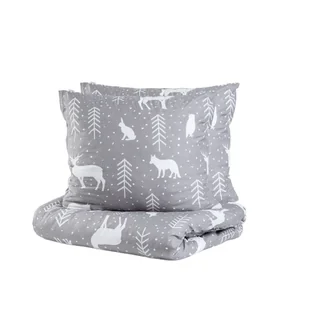 HOMLA Komplet pościeli RENO szary z nadrukiem 160x200 cm - Pościel - miniaturka - grafika 1