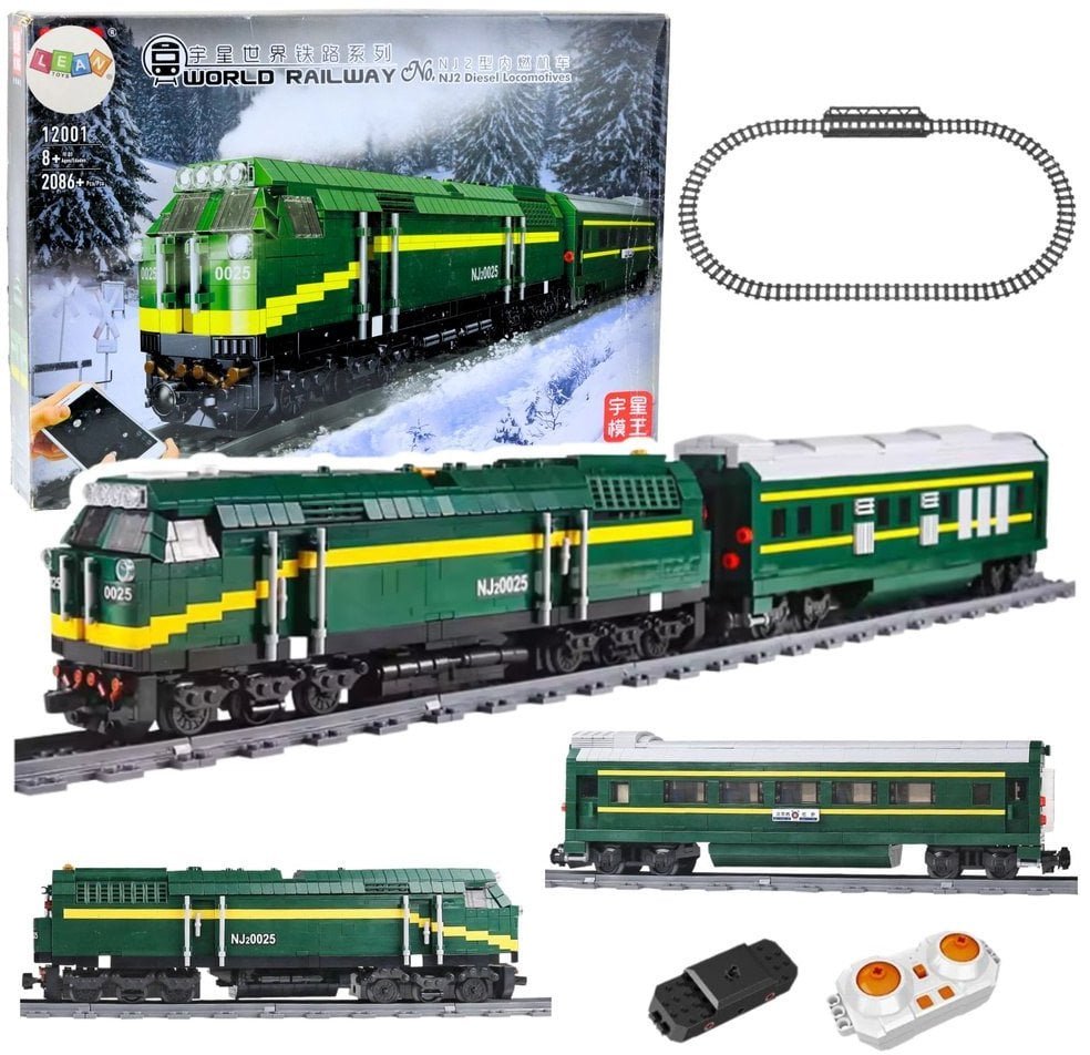 Klocki Konstrukcyjne Kolejka Elektryczna Pociąg RC Zdalnie Sterowany 2086 el.