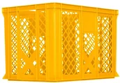 Pojemniki przemysłowe - Artech Pojemnik transportowy EURO 410, dno i ścianki ażurowe, wym. 600 x 400 x 410 mm żółty - miniaturka - grafika 1