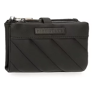 Pepe Jeans Kylie Portfel z uchwytem na karty, czarny, 14,5 x 9 x 2 cm, skóra PU, czarny/biały, portfel z uchwytem na karty, czarny/biały, Portfel z uchwytem na karty - Portfele - miniaturka - grafika 1