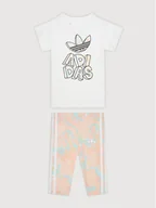 Spodnie i spodenki dla dziewczynek - Adidas Komplet sukienka i legginsy Marble Print Tee H22631 Kolorowy Regular Fit - miniaturka - grafika 1