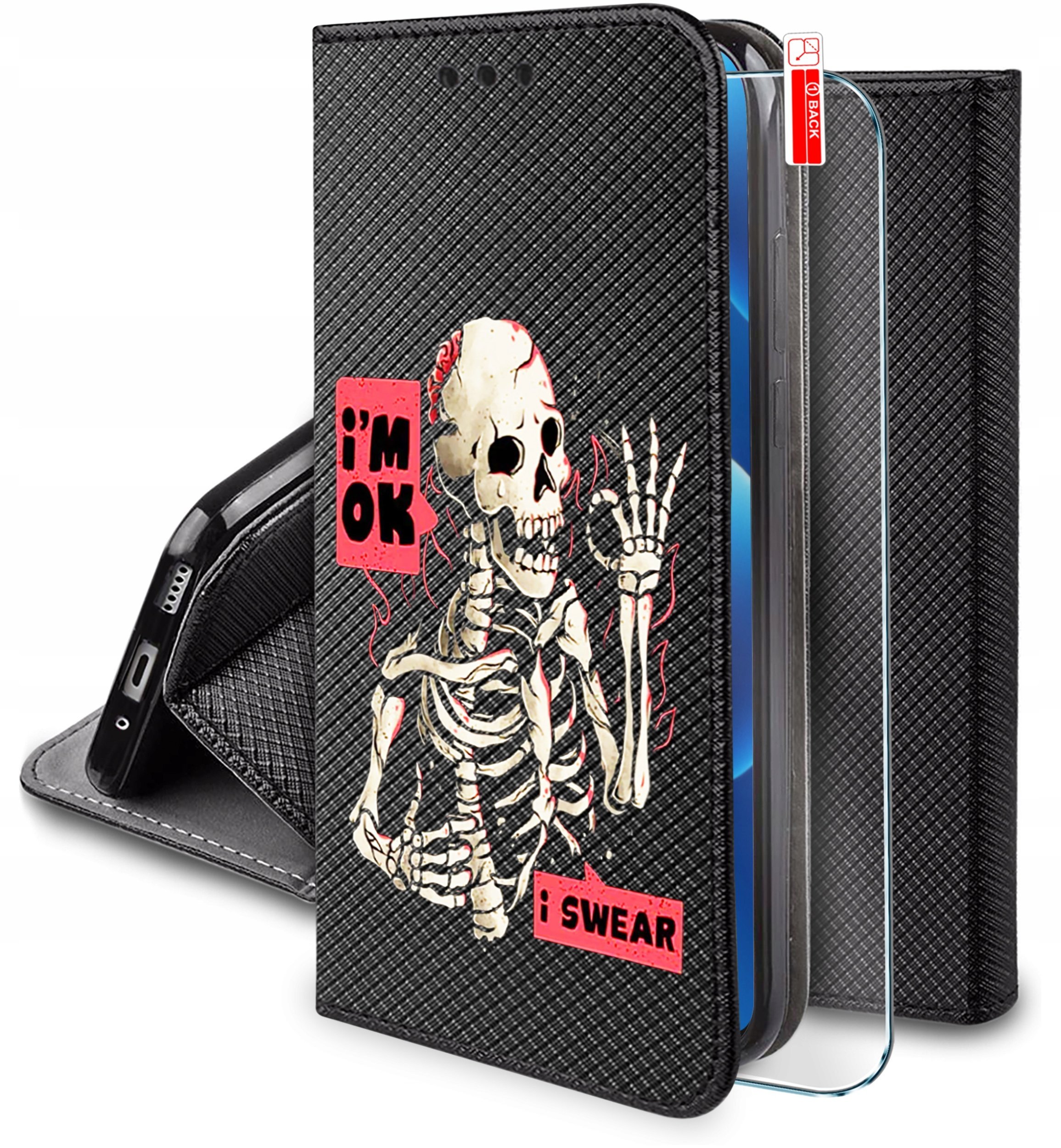 Etui do Realme 14x 5G MAGNET WZORY CASE PORTFEL + SZKŁO 9H