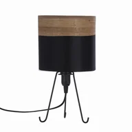 Lampy stojące - SMALLY LAMPA STOŁOWA CZARNY 1X40 E14 ABAŻUR CZARNY+ORZECHOWY - miniaturka - grafika 1