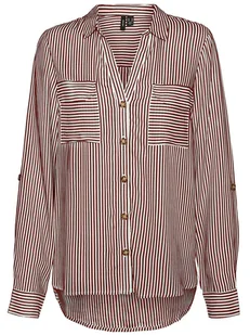 Vero Moda Bluzka w kolorze brązowo-białym - Bluzki damskie - miniaturka - grafika 1