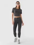Spodnie sportowe damskie - Damskie legginsy basic 4F 4FRAW24TTIGF250 - czarne - miniaturka - grafika 1