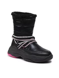 Botki damskie - Calvin Klein Jeans Botki Chunky Laceup Sneakerboot YW0YW00471 Czarny - grafika 1