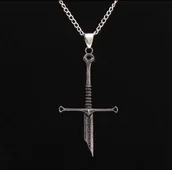 Wisiorki - Naszyjnik wisiorek złamany miecz średniowieczny gaming prezent - miniaturka - grafika 1