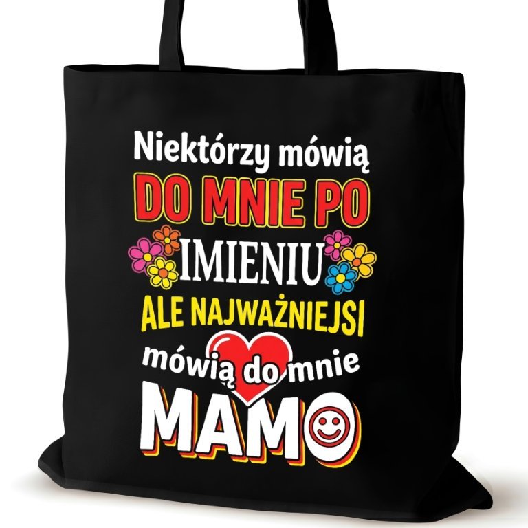 Czarna torba bawełniana dla MAMY na ramię duża prezent walentynki