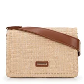 Torebki damskie - Damska crossbody z plecionki beżowo - brązowa - miniaturka - grafika 1