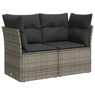 Sofy ogrodowe - Sofa ogrodowa 2-osobowa rattan PE szara 124x62x69c - miniaturka - grafika 1