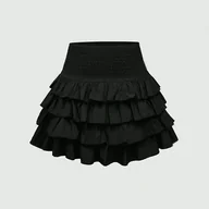 Spódnice - TEMU Europejska i amerykańska moda kobieca - Casualowa, jednokolorowa, wielowarstwowa spódnica dla kobiet - miniaturka - grafika 1