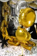 Balony i akcesoria - Balon foliowy okrągły Pastylka 45 cm złoty - PartyDeco - miniaturka - grafika 1