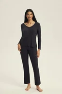 Piżamy damskie - Piżama damska długi rękaw Jenius 3 Esotiq ciemny szary L - miniaturka - grafika 1