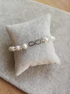 Bransoletki - BRANSOLETKA PERŁY NIESKOŃCZONOŚĆ STAL ZŁOTA - miniaturka - grafika 1