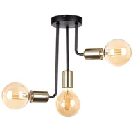 Lampy sufitowe - KET Loftowa LAMPA sufitowa metalowa OPRAWA molekuły czarne złote KET1171 - miniaturka - grafika 1