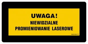 KB011 UWAGA! WIDZIALNE I NIEWIDZIALNE PROMIENIOWANIE LASEROWE, FN - FOLIA SAMOPRZYLEPNA; (200X100MM) - Systemy ekspozycyjne i znaki informacyjne - miniaturka - grafika 1