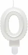 Urodziny dziecka - Świeczka cyferka perłowa biała - 0 - zero - miniaturka - grafika 1