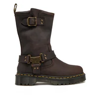 Botki damskie - Botki Dr. Martens Anistone Tall Leather Biker31901201 Brązowy - miniaturka - grafika 1