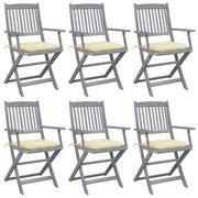 Fotele i krzesła ogrodowe - vidaXL Lumarko Składane krzesła ogrodowe, 6 szt., z poduszkami, akacjowe! 3065424 - miniaturka - grafika 1