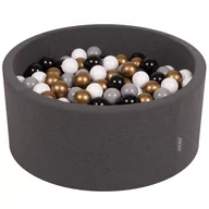 Suche baseny - KiddyMoon, suchy basen okrągły z piłeczkami 7cm 90x40 ciemnoszary: biały-szary-czarny-złoty 90x40cm/200piłek - miniaturka - grafika 1