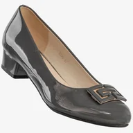 Czółenka - Czółenka Damskie Ekoskóra Buty Na Niskim Obcasie Szary Sergio Leone 1096 Szary 40 - miniaturka - grafika 1