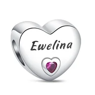 Wisiorki - Zawieszka SREBRO 925 Charms koralik do PANDORA Imię Ewelina Serce - miniaturka - grafika 1
