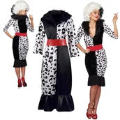 Stroje karnawałowe - Sukienka Cruella De Mon 101 Dalmatyńczyków Strój Kostium Przebranie Dorośli L Xl 170 176 Cm - miniaturka - grafika 1