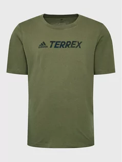 Koszulki sportowe męskie - adidas T-Shirt Terrex Classic Logo HF3283 Zielony Regular Fit - grafika 1