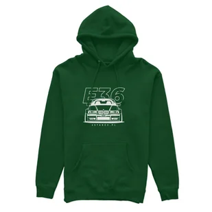 Bluza z kapturem przód BMW E36 zielona-3XL - Odzież do sportów motorowych - miniaturka - grafika 1