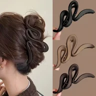 Ozdoby do włosów - TEMU Zestaw 1 sztuka z 3 sztukami (1 Brązowe, 1 Beżowe, 1 Czarne) Duże Matowe Faliste Spinki do Włosów dla Kobiet - Styl Vintage Y2K, Jednokolorowe - miniaturka - grafika 1