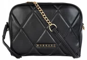 Torebki damskie - Torebka Listonoszka MONNARI Czarna CHANELKA LOGO - miniaturka - grafika 1