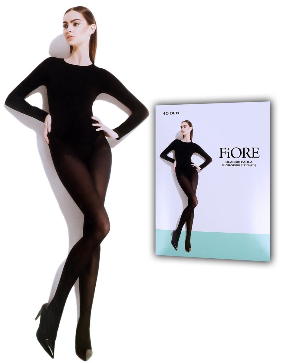 Czarne półkryjące rajstopy z mikrofibry PAULA 40 DEN 4-L
