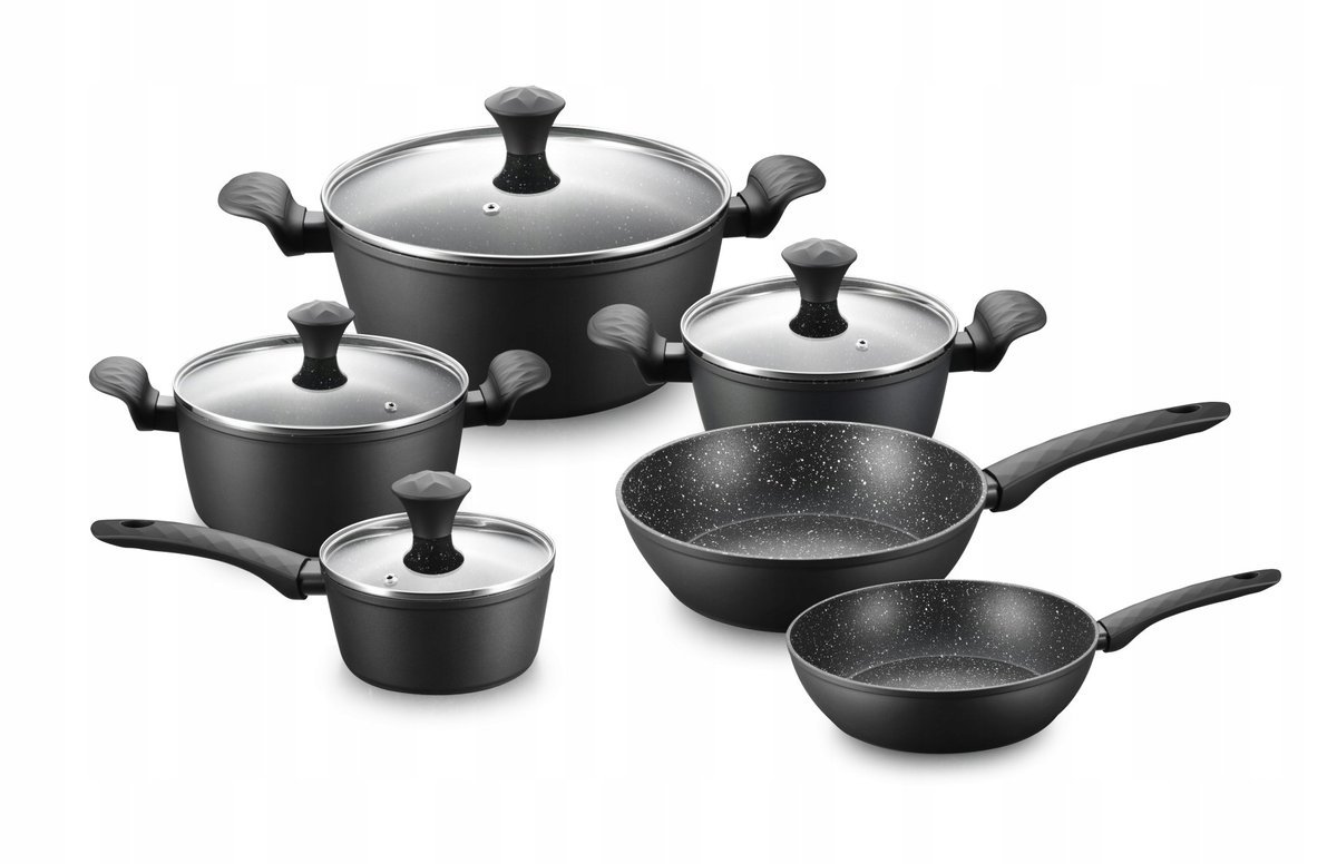 Zestaw Garnków Marmurowych 10EL. Indukcja Gaz Royalty Line