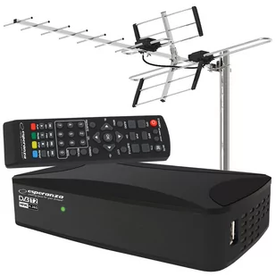 Tuner Cyfrowy Esperanza Ev108R Dvb-T/T2 H.265/Hevc + Antena Kierunkowa Vhf/Uhf Mux8 Atd31S - Tunery DVB-T - miniaturka - grafika 1